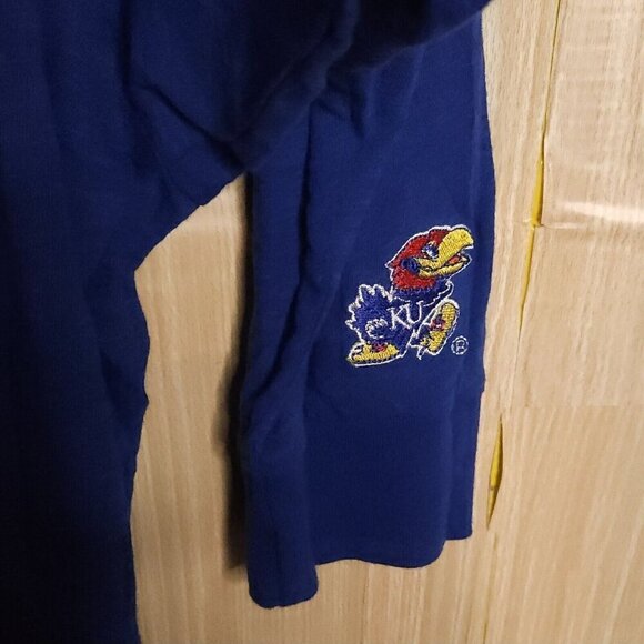 University Of Kansas E5 Blue Game On Shimmer Dolman Sleeve Wide Neck Top XL - Picture 4 of 8